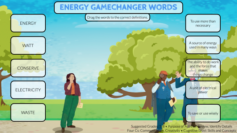 Energy Game Changer vocab game logo